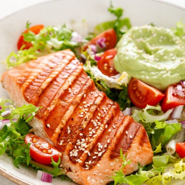 Grilled Salmon Salad.
