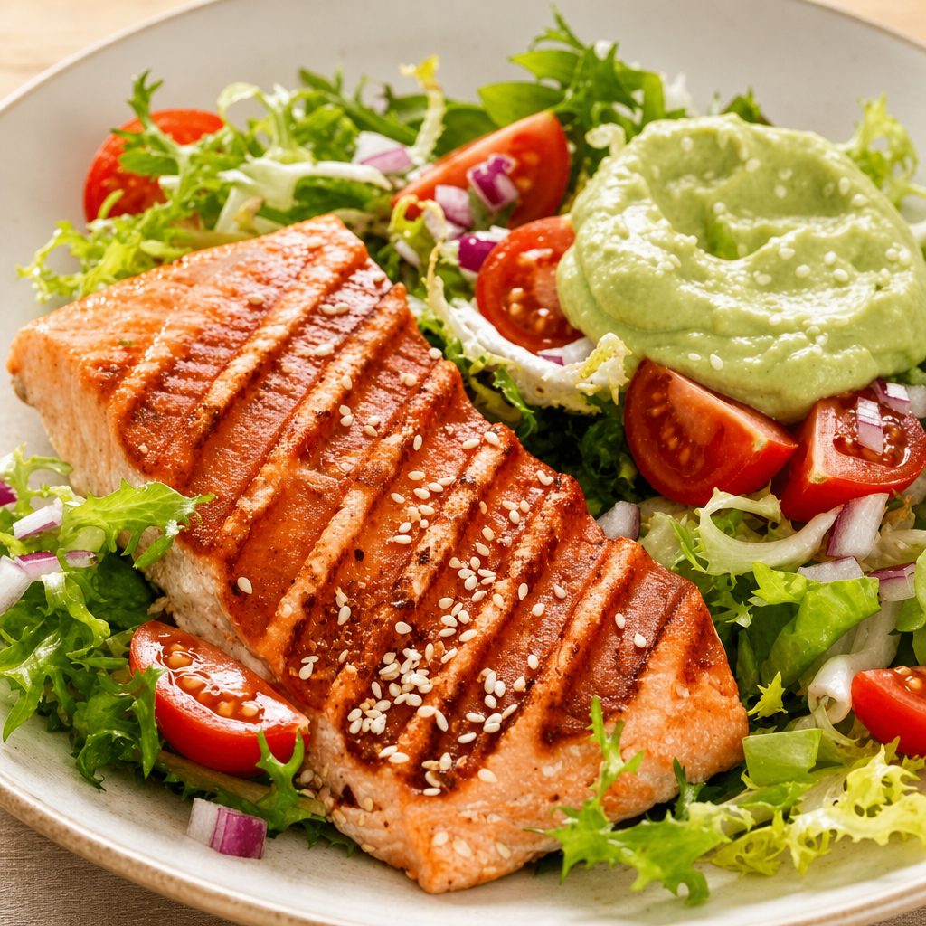 Grilled Salmon Salad.