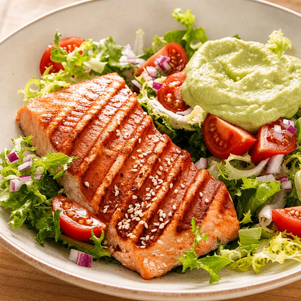 Grilled Salmon Salad.