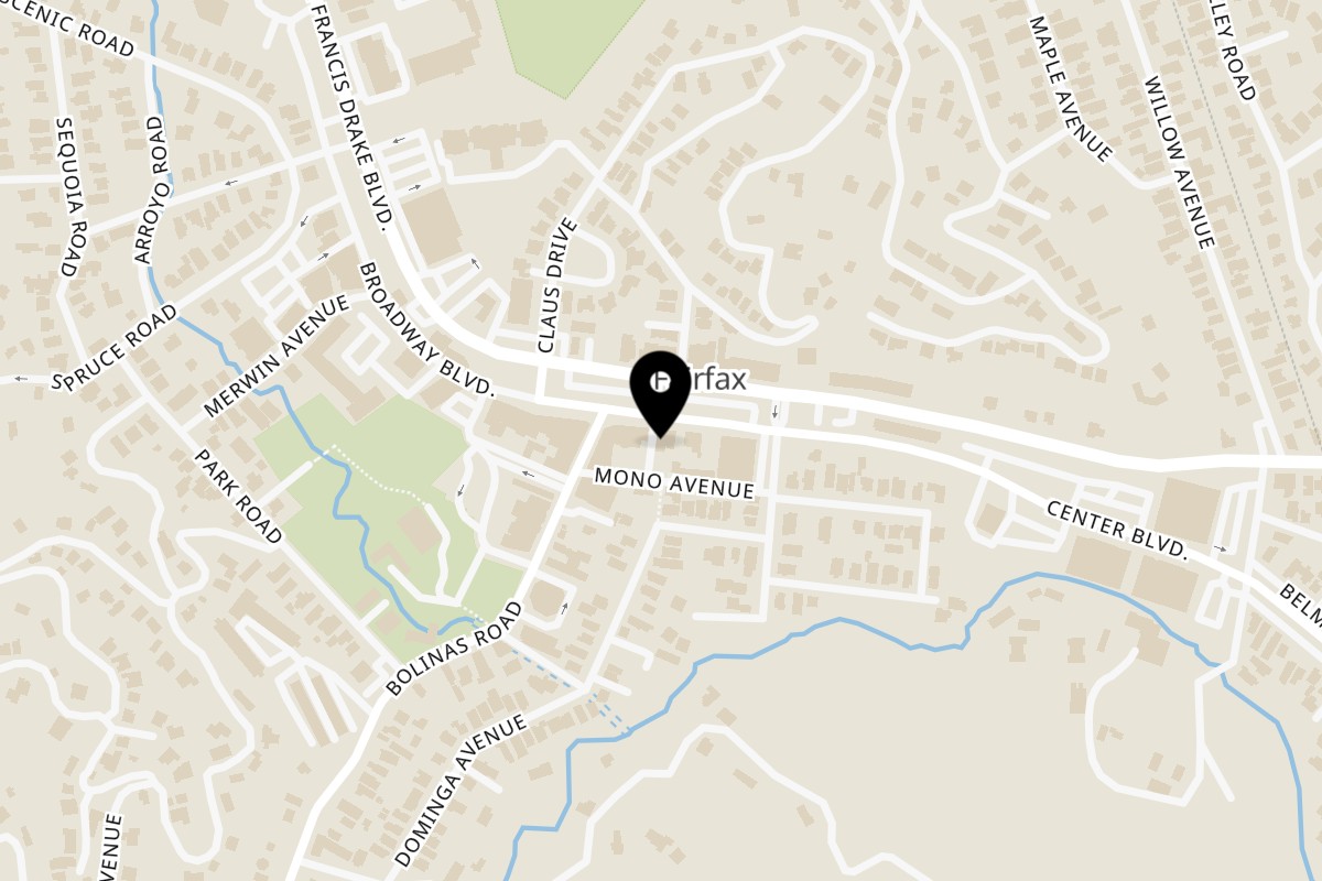 Map showing the location of My Thai Fairfax on 25 Broadway Blvd in Fairfax